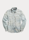 Double Rl Slim Fit Chambray Western Shirt In Davey Wash