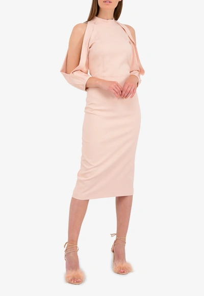 Cushnie Et Ochs Cold-shoulder Pencil Dress In Pink