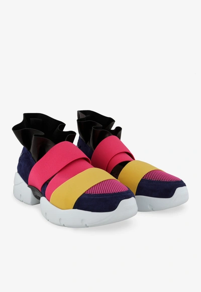 Emilio Pucci City Up Leather Sneakers With Criss-cross Straps In Multicolor