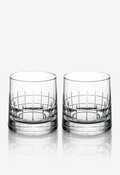 Christofle Graphik Set Of 2 Double Old-fashioned Glasses In Transparent