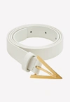 Bottega Veneta Calfskin With Signature Triangular Buckle Belt In Red|white