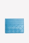 Bottega Veneta Intrecciato Leather Card Holder In Blue