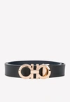 Ferragamo Reversible Belt With Adjustable Fit And Polished Finish In Black