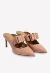 FERRAGAMO ZELDA 70 LEATHER MULES WITH DOUBLE BOW DETAIL