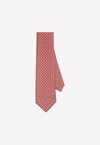 Ferragamo Leonard Gancini Printed Silk Tie In Red