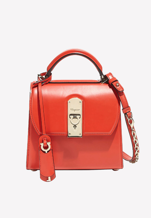 Salvatore Ferragamo Mini Boxyz Gancini Calfskin Top Handle Bag In Red ...