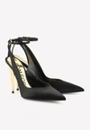 TOM FORD TF BLADE 105 SATIN SLINGBACK PUMPS WITH ANKLE STRAP