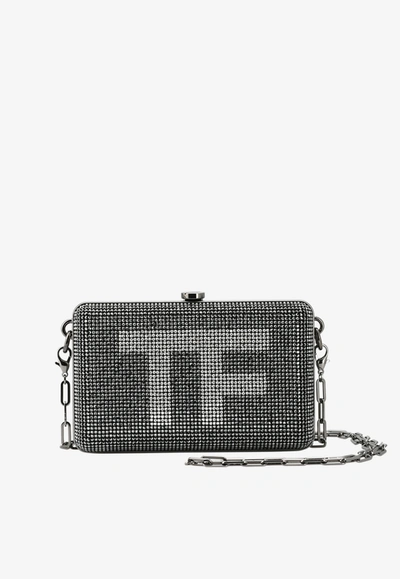 Tom Ford Mini Tf Crystal-embellished Box Clutch With Dual Straps In Black