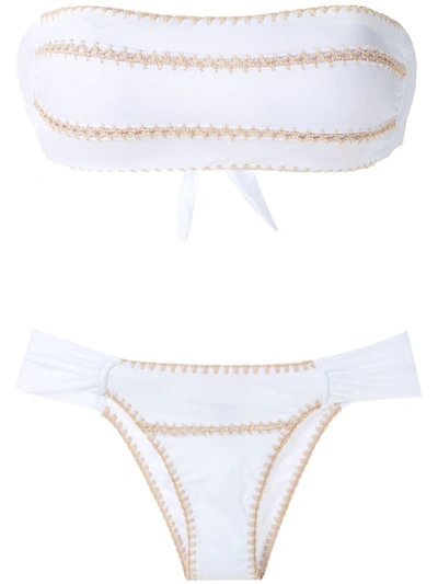 Brigitte Crochet Bandeau Set Bikini In White