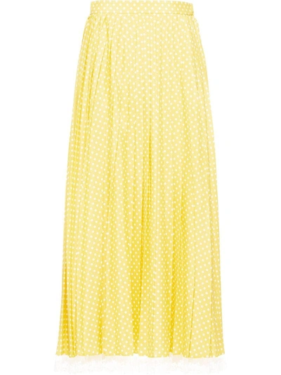 Miu Miu Pleated Midi Skirt In Yellow