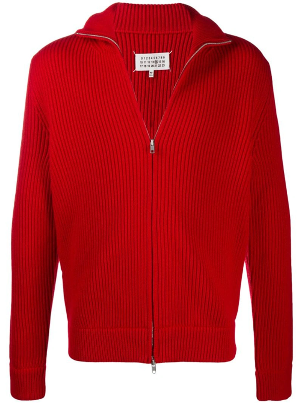2025新作モデル Maison Margiela Ribbed-knit Zip-up Sweatshirt In Red | ModeSens トップス