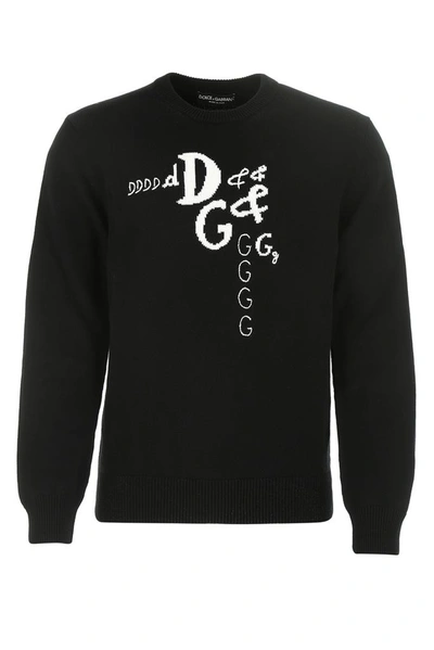Dolce & Gabbana Dolce And Gabbana Black Cashmere And Wool Dna Sweater