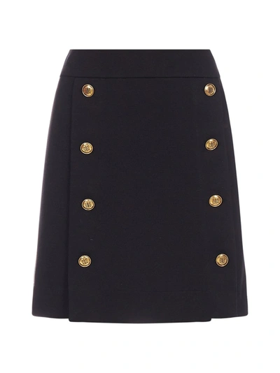 Givenchy High Waist Buttoned Stretch Mini Skirt In Black