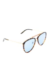 GUCCI DOUBLE BRIDGE OVAL HAVANA SUNGLASSES