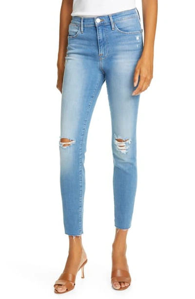 Frame Le High Skinny Jeans In Fanning Rips