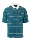 KENZO TIGER CREST STRIPED POLO SHIRT IN GREEN