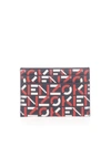 KENZO MONOGRAM LEATHER CARD HOLDER IN RED