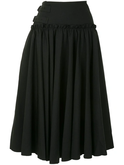 Yohji Yamamoto Side-buckle Skater Skirt In Black