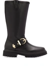 VERSACE JEANS COUTURE MID-CALF BUCKLE STRAP BOOTS