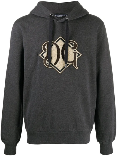 Dolce & Gabbana Logo-patch Hoodie In Grey