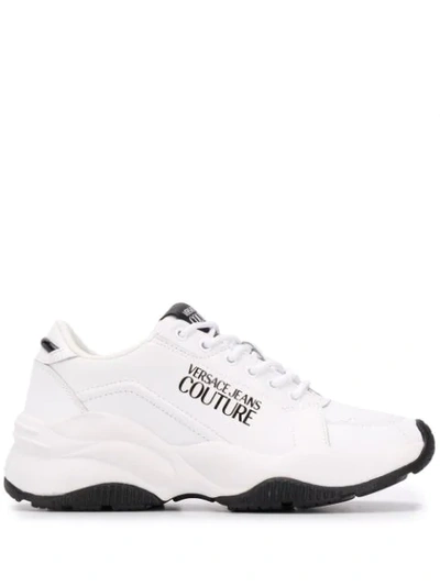 Versace Jeans Couture Logo-print Round-toe Trainers In White
