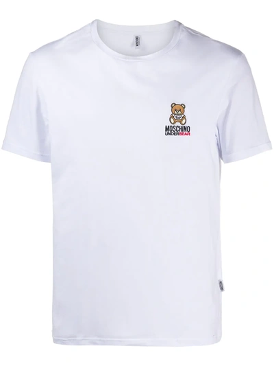 Moschino Bear-motif Logo-embroidered T-shirt In White