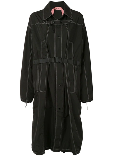 N°21 Oversized-mantel Mit Ziernähten In Black