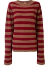 Lhd Horizontal Stripe Knit Jumper In Red