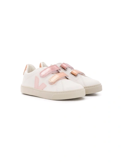 Veja Kids' Touch Strap Low Top Sneakers In White