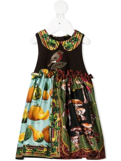 Dolce & Gabbana Babies' Autumn-print Dress In Brown