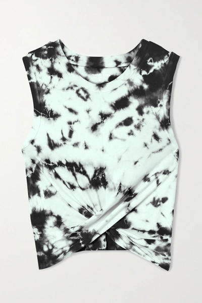 Year Of Ours Anne Marie Cropped Knotted Tie-dyed Cotton-jersey Tank In Black Multi