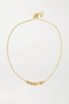 LAUREN RUBINSKI SMILE 14-KARAT GOLD NECKLACE