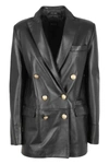 Tagliatore Double-breasted Lamb Skin Jacket In Nero Nero