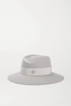 Maison Michel Virginie Grosgrain-trimmed Wool-felt Fedora In Gray