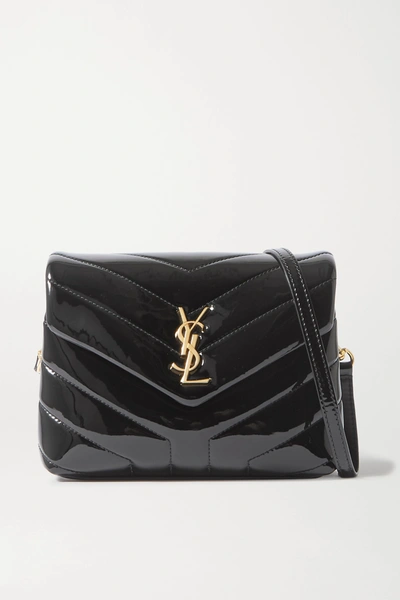 Saint Laurent Loulou Toy Mini Quilted Patent-leather Shoulder Bag In Noir