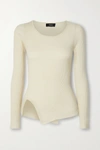 THEORY ASYMMETRIC RIBBED WOOL-BLEND SWEATER