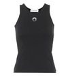 Marine Serre Organic Cotton Rib Tank Top In Black