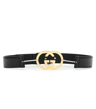 Gucci Gg-plaque Leather Belt In Black