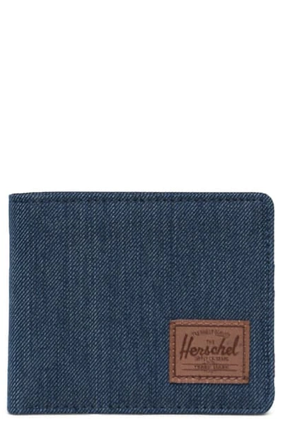 Herschel Supply Co Roy Rfid Wallet In Indigo Denim Crosshatch/brown