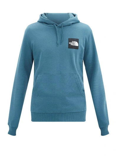 The North Face Logo-patch Cotton-jersey Hooded Sweatshirt In Blue