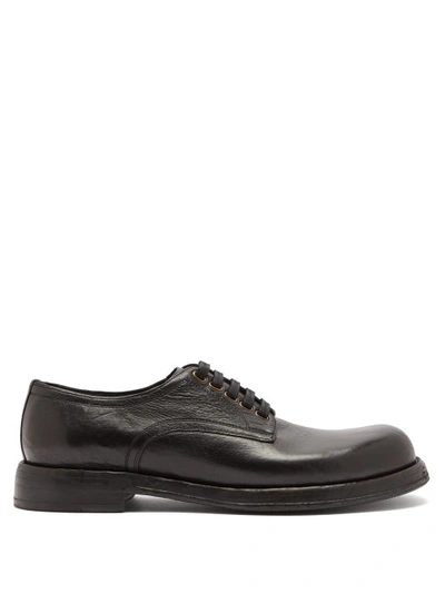 Dolce & Gabbana Textured-leather Derby Shoes In Black
