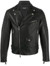 Dsquared2 Quilted Detailed Biker Jacket In Black