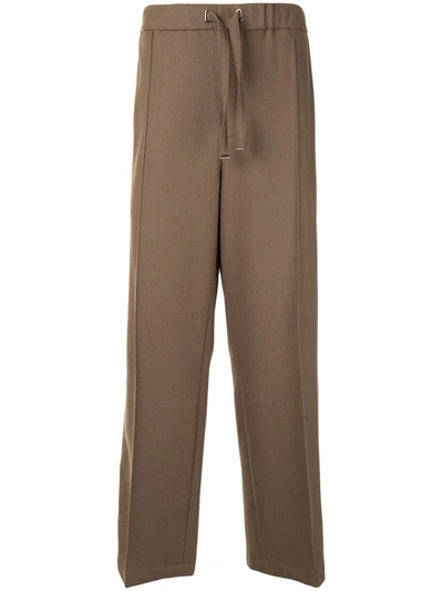 Solid Homme High-waisted Track Trousers In Brown