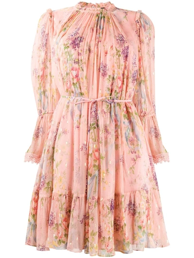 Needle & Thread Ruffled Floral Dress In Pink