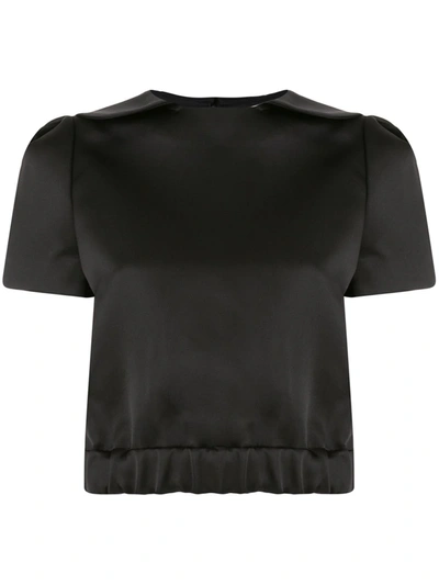 Shushu-tong Cropped Peter Pan Collar T-shirt In Black