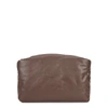 KASSL EDITIONS OIL DARK BROWN PADDED COATED CLUTCH,3908302