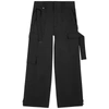 WOOYOUNGMI BLACK TWILL CARGO TROUSERS,3909386