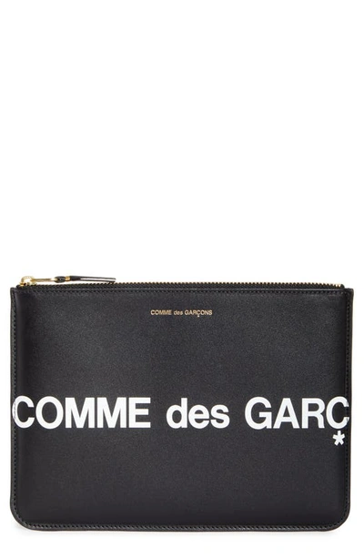 Comme Des Garçons Huge Logo Large Zip Pouch In Black