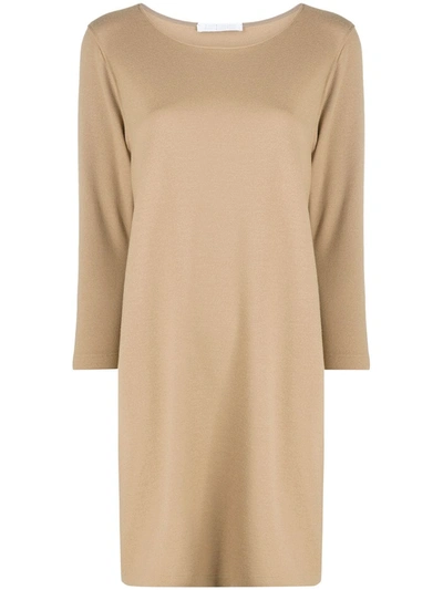 Harris Wharf London Long-sleeve Jumper Dress In Brown