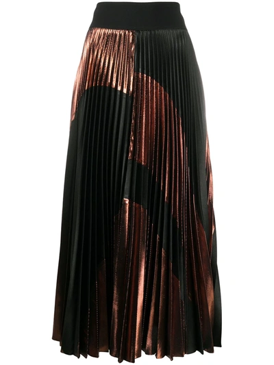 Stella Mccartney Women's Areley Metallic Pleated Satin Maxi Skirt In Brown